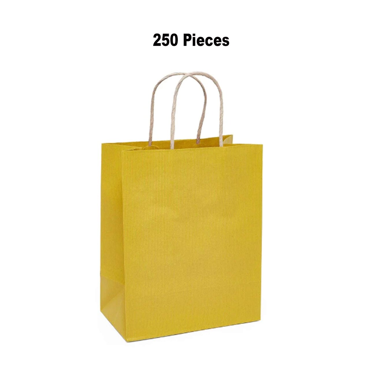 250 Pcs Shadow Stripe Kraft Shopping Bags Natural Look 16" x 6" x 12"
